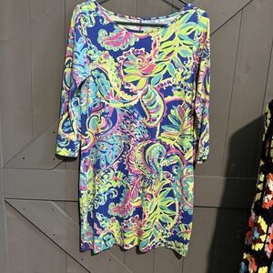 Lilly Pulitzer Pima Cotton Dress Small Multicolor Paisley Floral Peru S